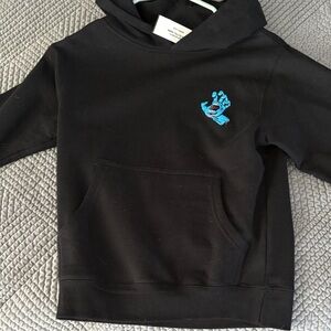 Santa Cruz Skateboards Black Hoodie with Blue Screaming Hand Graphic